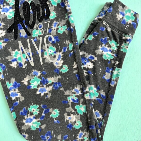 Aeropostale Joggers Floral Black Gray Blue Joggers Floral Joggers Athleisure - Picture 3 of 6